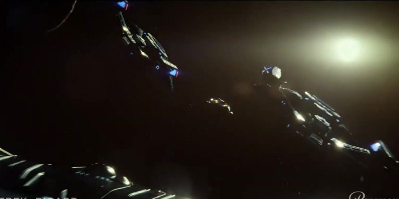 (Paramount+ Rear view of the Nova and Steamrunner ships chasing  La Sirena  Picard Season 2
