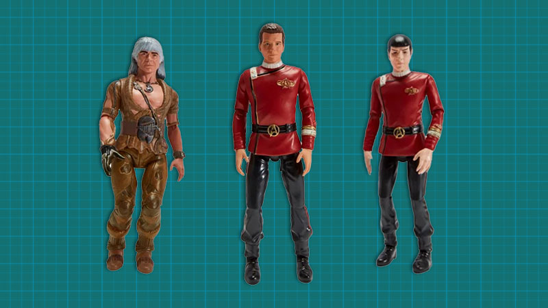 (CBS)/Playmates) Admiral James T. Kirk, Captain Spock, and Khan Noonien Singh as seen in Star Trek II: The Wrath of Khan. Star Trek Merchandise