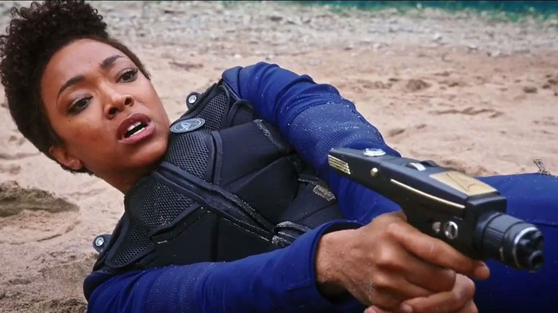(Paramount+) Michael Burnham with a 2250s standard issue phaser as seen in Discovery 