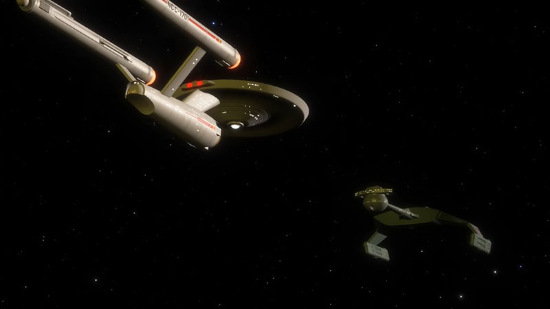(CBS) The Klingon D7 Battlecruiser Stands off against The USS Enterprise