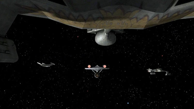 (Paramount+) Three Romulan warships surround the USS Enterprise after it illegally entered the Romulan Neutral Zone
